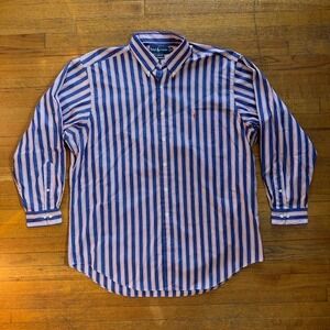 Ralph Lauren Men's Classic Fit Striped Button Down Shirt Long Size 17.5 Large